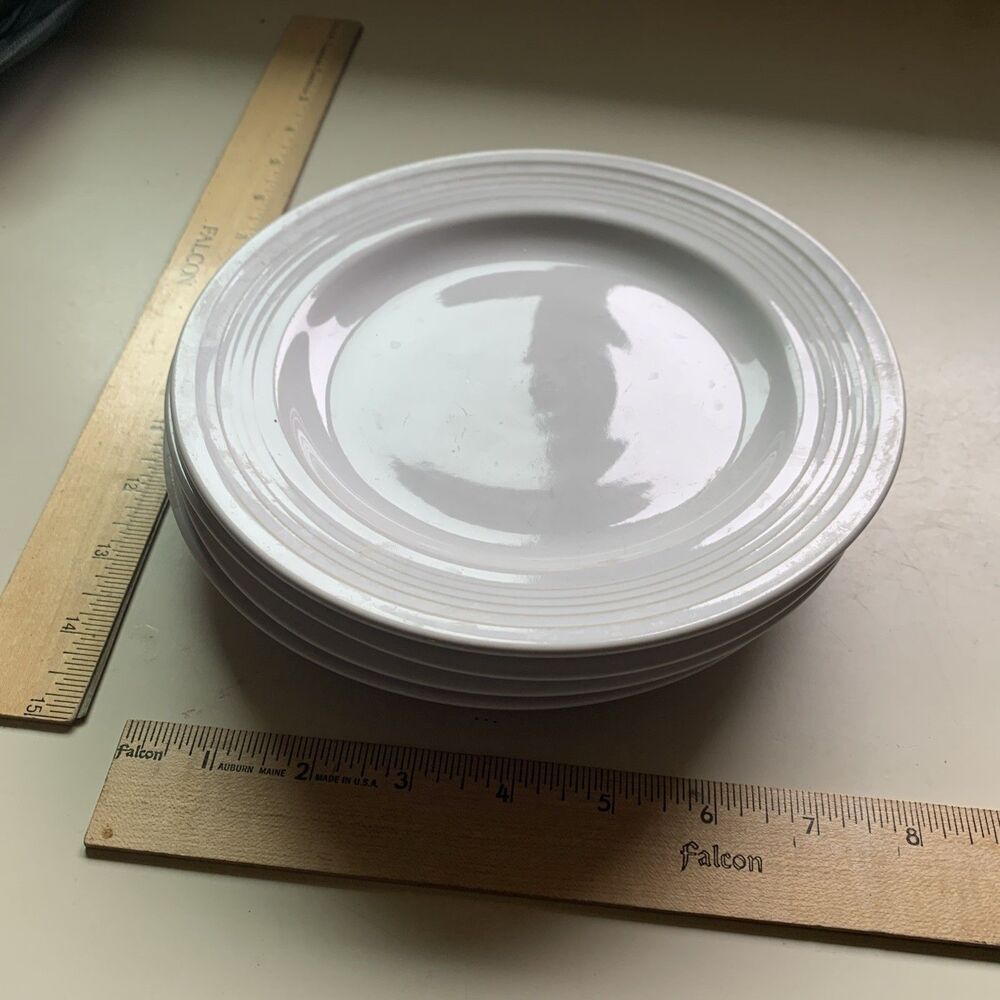 Sakura Bread/Appetizer Plates Set of 4 8” Bone China White Embossed Swirl Rim